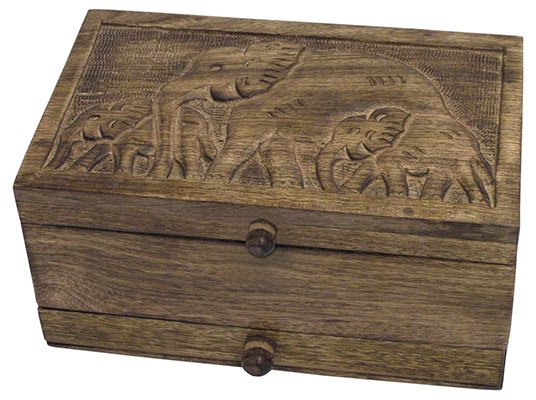 Mango Wood Elephant Design Jewellery Box